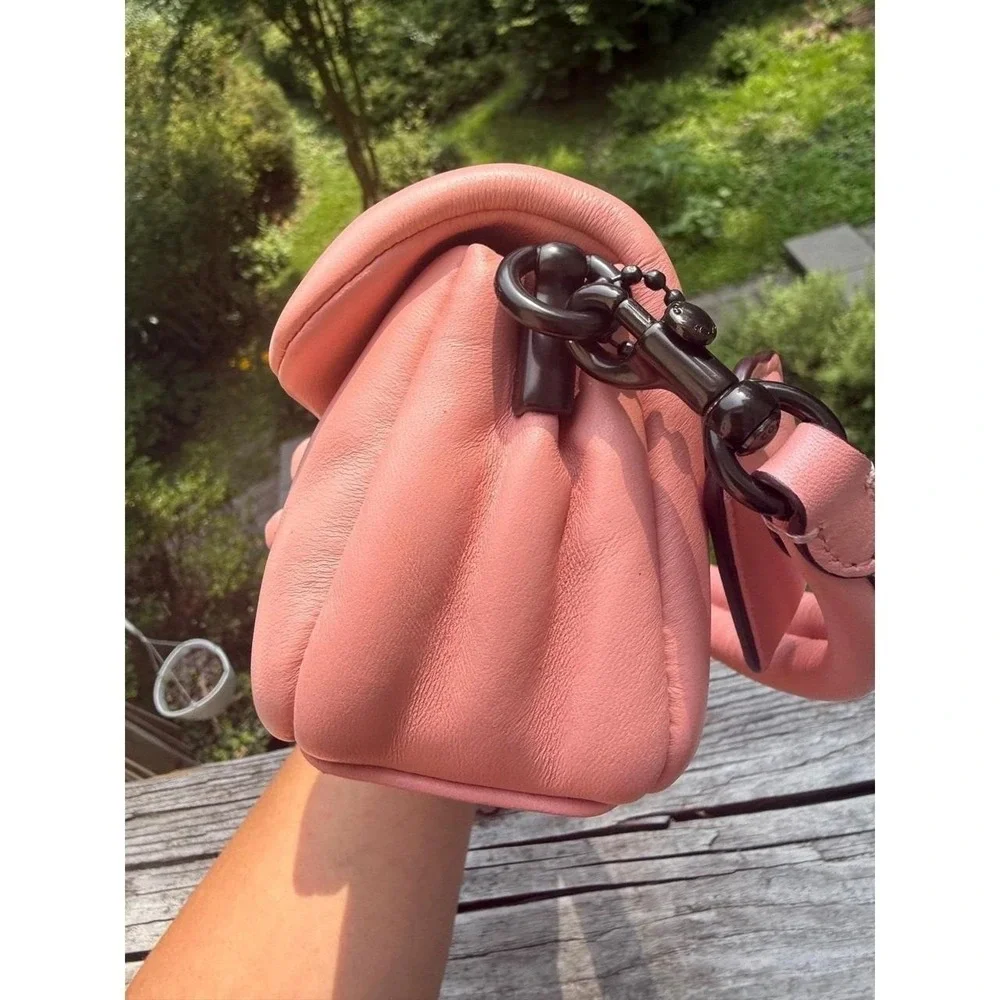 Coach Pillow Tabby Shoulder Bag 18 Pink Nappa Leather C3880 Mini Purse